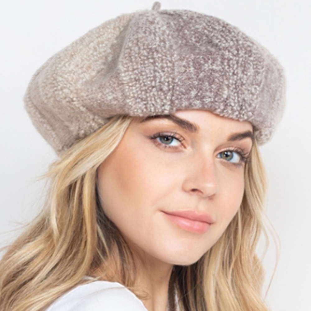 Cream Multi Color Beret Hat